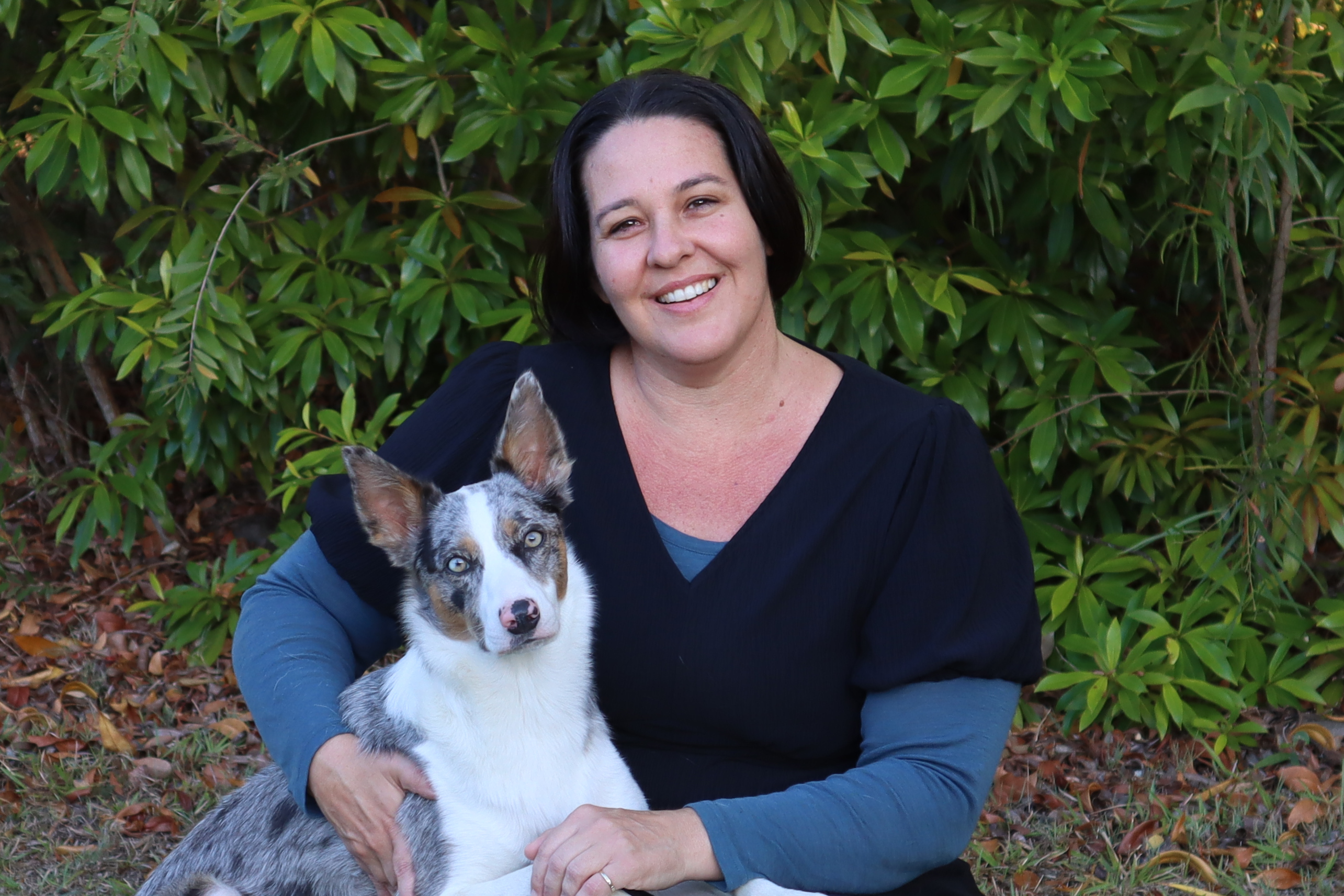 The author Lisa Brookhouse with dog Bonnie